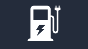 A graphic icon depicting a gas pump with an electric cord replacing a fuel nozzle is shown.