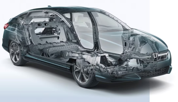 A frame of a Honda vehicle is shown. 